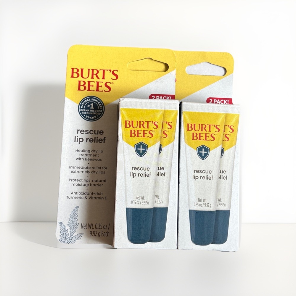 Burt's Bees Rescue Lip Relief Natural Healing Balm, 9.92 g - 2 Pack Set